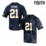 Notre Dame Fighting Irish Youth Caleb Offord #21 Navy Under Armour Authentic Stitched College NCAA Football Jersey GGZ0199GA